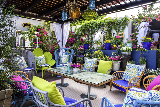 The Sofitel Los Angeles at Beverly Hills' Le Jardin garden patio.
