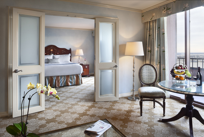 A suite at the Windsor Court Hotel in New Orleans.