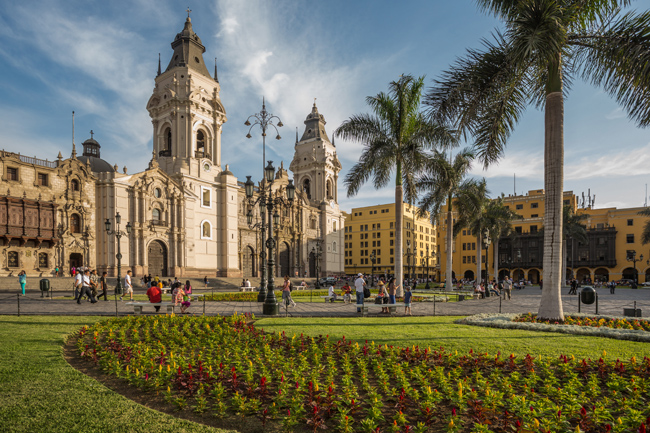 The cathedral church and main square in Lima, Peru.