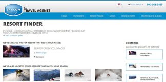 Ski.com's new Resort Finder tool allows agents to view a side-by-side comparison of the up to three resorts.