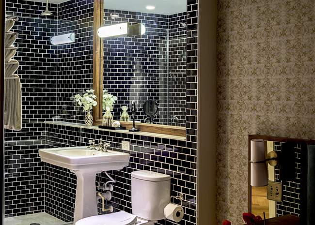 An inside peek at one of the bathrooms inside the The Langford Hotel in Miami.