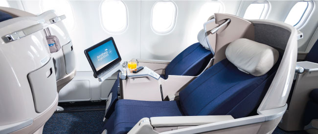 Business Class seats aboard the Airbus A330. 