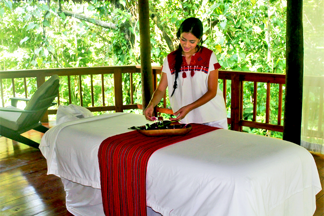 The Lodge at Pico Bonito in Honduras features a new outdoor spa offering indigenous inspired spa treatments. 