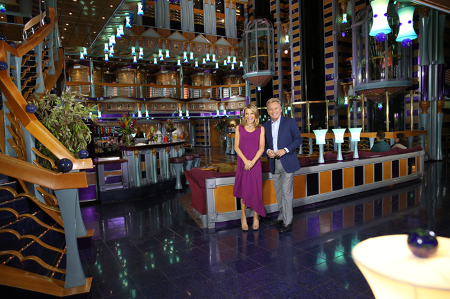 Pat Sajak and Vanna White onboard a Carnival Cruise Line ship.