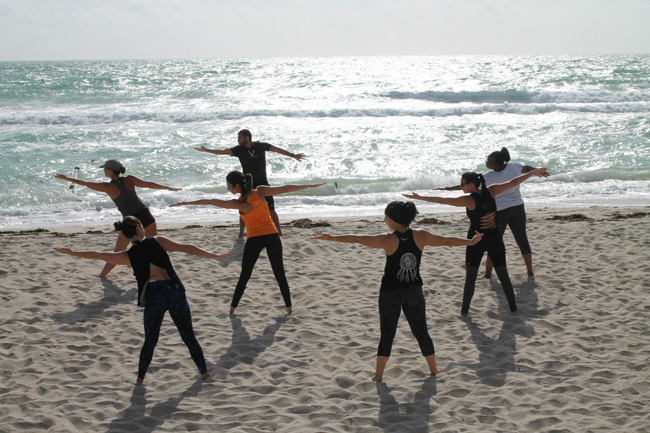 Delano South Beach's Beach Cross Bootcamp fitness classes incorporate strength conditioning, core training and yoga.