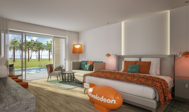 A rendering of the Jacuzzi Pad room at the new Nickelodeon Hotels & Resorts Punta Cana in the Dominican Republic opening this May.