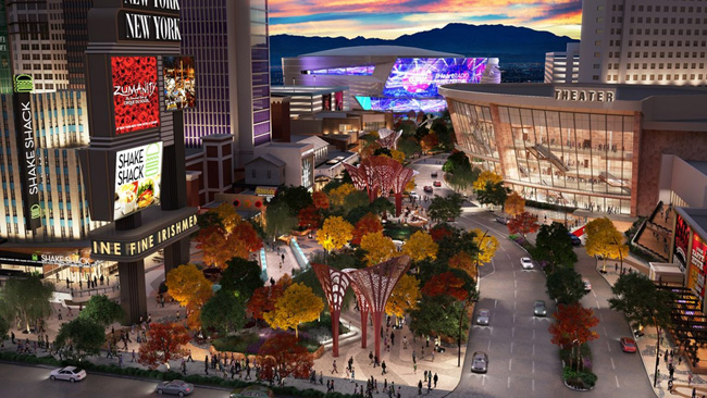 A rendering of the new "park," located on the west side of The Strip.