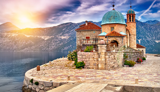Azamara's Kotor, Montenegro Private Journeys program visit a tiny island church with hidden Baroque art.