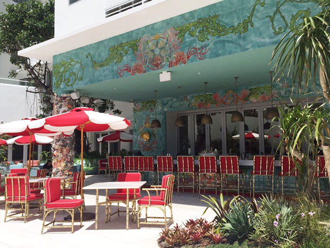 Poolside bar at Faena Hotel Miami Beach.