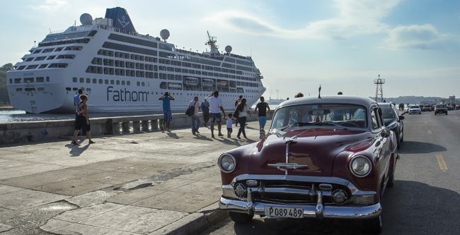 Fathom's luxury cruise ship Adonia in Cuba. 