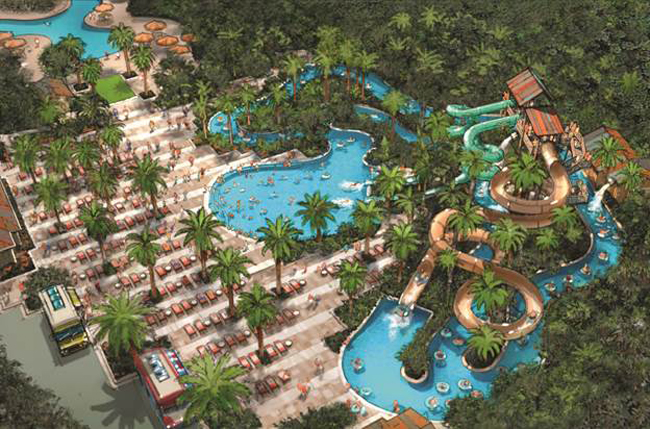 A rendering of the Hyatt Regency Coconut Point Resort's upcoming $7.1 million triple waterslide and lazy river pool complex in Bonita Springs, Florida.