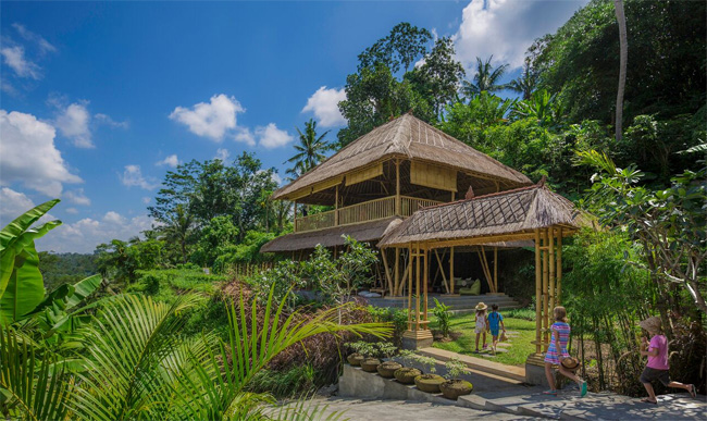 The Mandapa Camp facility at Mandapa, a Ritz-Carlton Reserve, in Ubud, Indonesia is offering kiddy yoga a part of the resort's new Mini Explorers program. 