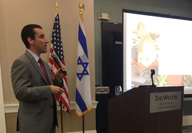Eyal Carlin, director of the Southern Region for the Israel Ministry of Tourism, speaking during the Israel Day 2016 event at the Westin Fort Lauderdale Beach Resort. 