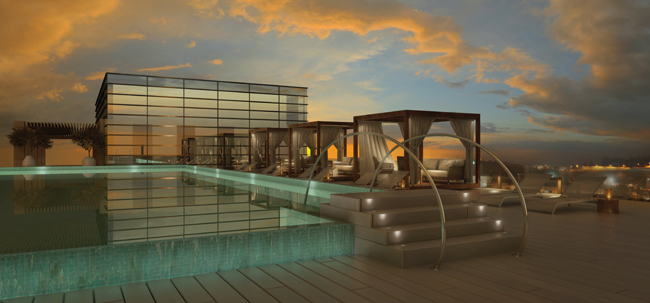 A rendering of the rooftop pool at the upcoming The Orient – Isrotel Exclusive Collection, Jerusalem. 