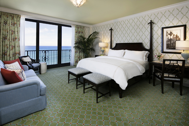 An oceanfront suite at The Breakers in Palm Beach. 