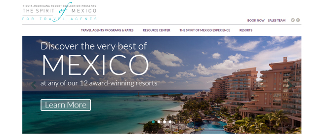 A screenshot of Fiesta Americana Resort's new travel agent portal.