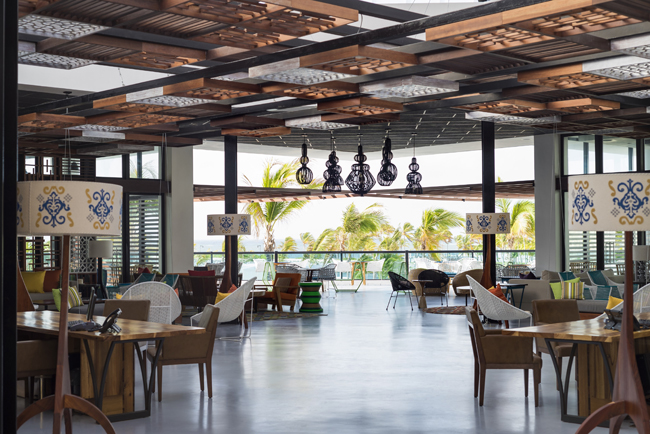 AlSol Tiara Cap Cana's open air lobby in Punta Cana, Mexico.