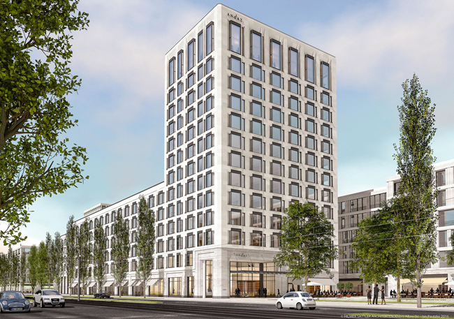 A rendering of the upcoming Andaz Munich in Germany.