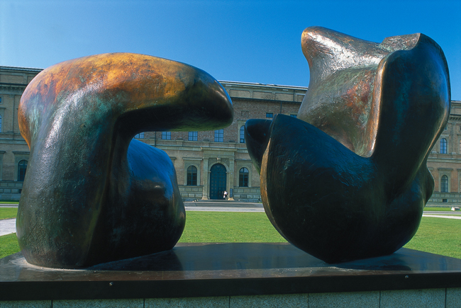 Henry Moore sculpture outside the Alte Pinakothek in Munich, Germany.