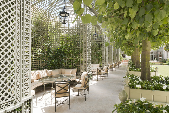 The Ritz Paris’ newly designed Grand Jardin was recast by the New York-based design firm Thierry W Despont. (Photo credit: Vincent Leroux)