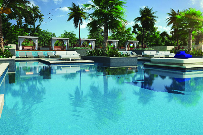 Rendering of the main pool at UNICO’s new hotel set to open in 2017 in the Riviera Maya. 