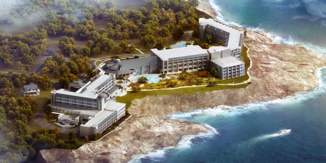 A rendering of the Cliff House hotel opening next month in Neddick, Maine.