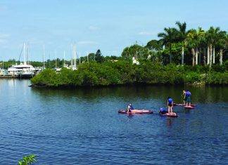 Guests can enjoy paddleboarding on the St. Lucie River. (Michelle Arean)