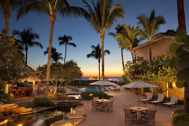 Sunset at LaPlaya Beach & Golf Resort in Naples, Florida.