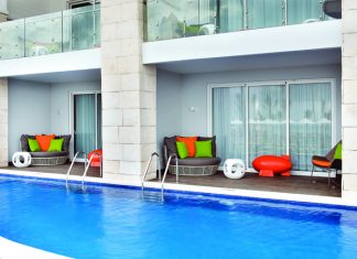 Swim-up Flat Suites are one of many accommodation styles.