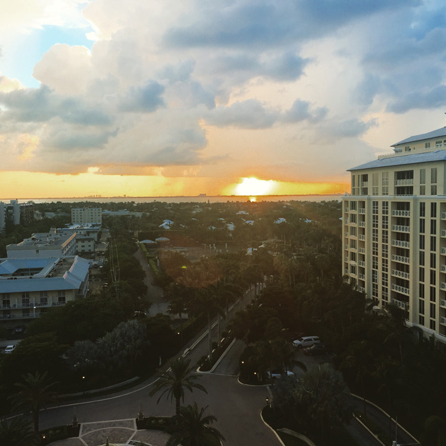 Watching the sun descend over Key Biscayne from an Island View guestroom. 