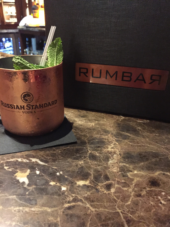 A Moscow Mule cocktail at Rumbar. 