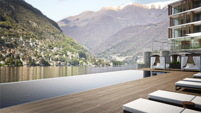 The pool at Il Sereno, Lago di Como in Lake Como, Italy.