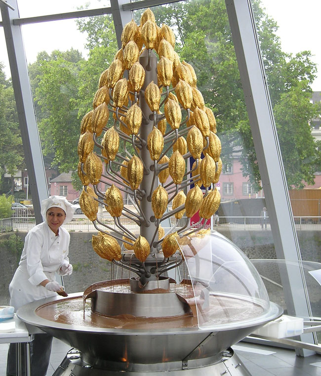 At the Chocolate Museum in Cologne, Germany, guests can have a complimentary tasting from the this 10-ft. tall chocolate fountain. (Photo credit: German National Tourist Board)