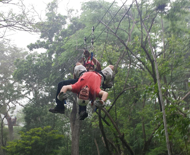 John ziplining in Costa Rica.