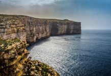 Aerial view of Gozo Cliffs. (Viewing Malta)