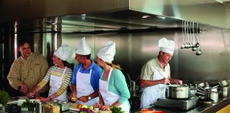 Opposite page: Cooking class aboard AmaWaterways.