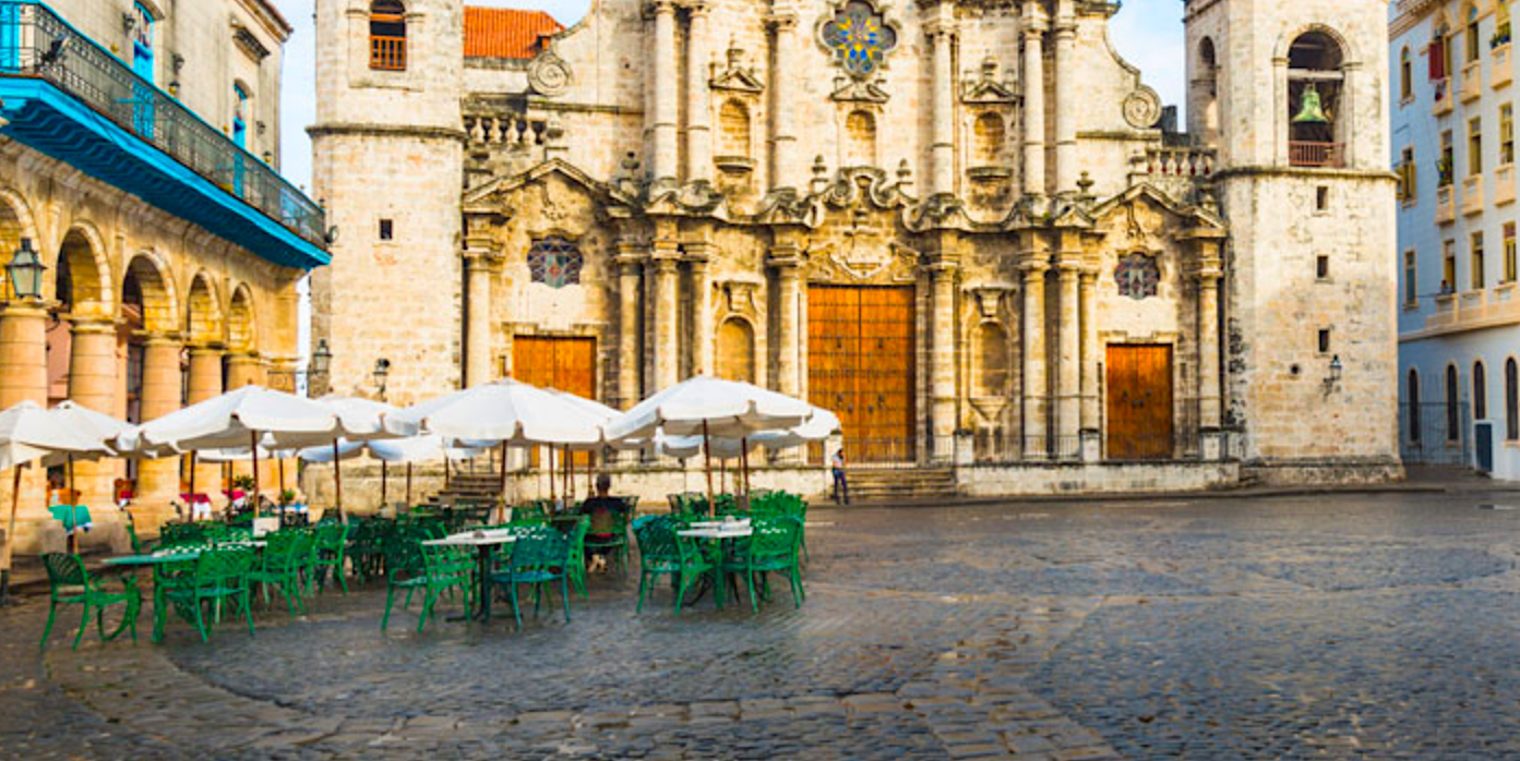 Cuba church plaza. (Photo courtesy of Apple Vacations.)