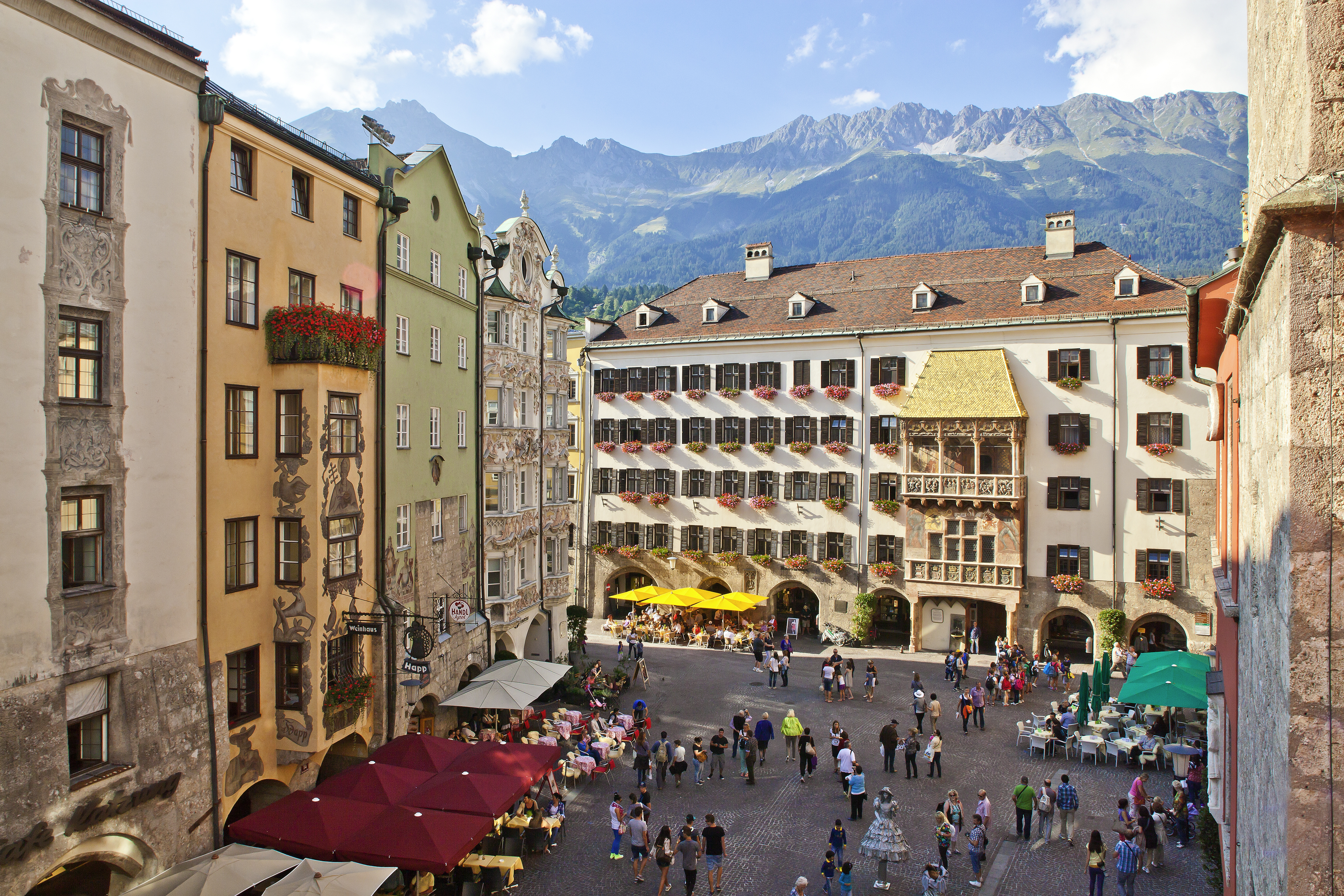 Innsbruck's Old Town, located a short drive from The Grassmayr family Bell Foundry and Bell Museum, which is also located in Innsbruck.