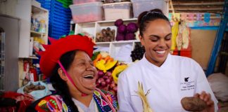 JW Marriott El Convento Cusco’s chef Thais Rodriguez takes guests on a tour through the local San Pedro Market.