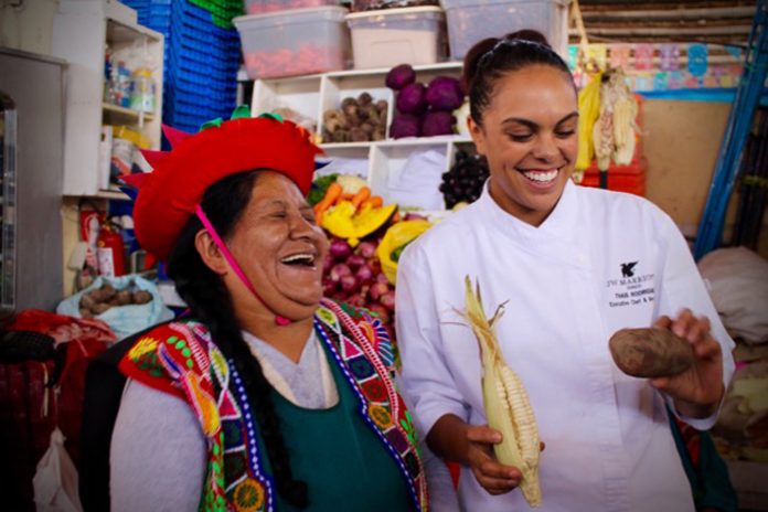 JW Marriott El Convento Cusco’s chef Thais Rodriguez takes guests on a tour through the local San Pedro Market. JW Marriott El Convento Cusco’s chef Thais Rodriguez takes guests on a tour through the local San Pedro Market.
