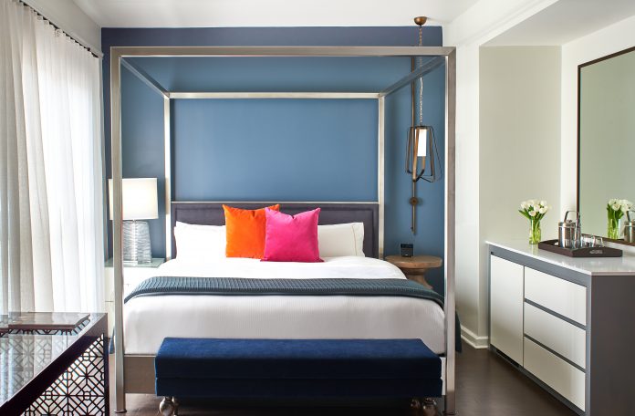 Guestroom at the Hotel Colonnade Coral Gables. (Photo courtesy of Hotel Colonnade.)