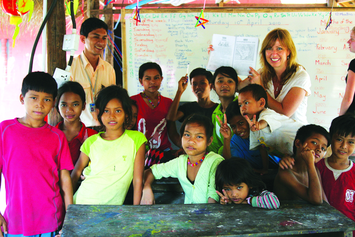 Kristin at the Opportunities and Development thru Art (ODA) Free Village English School in Siem Reap, Cambodia.