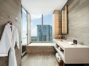 Biscayne Bay views can be enjoyed from the soak in tub.
