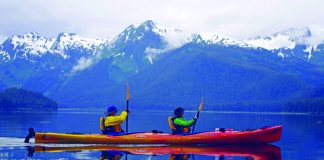 Couple kayaking in Admiralty Island. (State of Alaska/Reinhard Pantke)