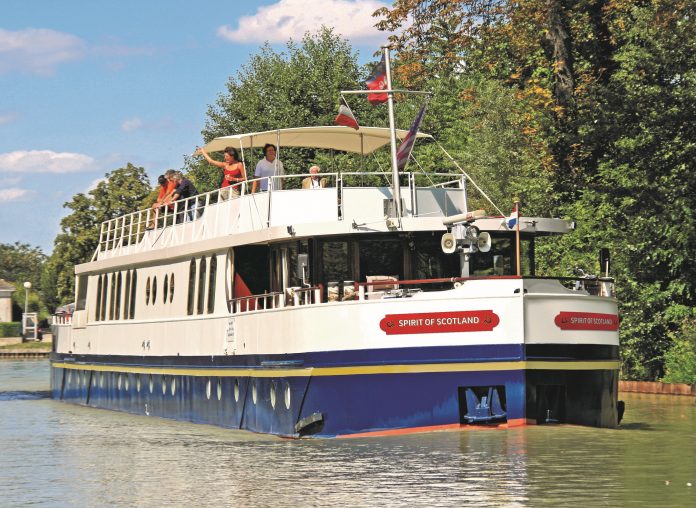 European Waterways new 12-passenger Spirit of Scotland luxury hotel barge will cruise through the heart of the Scottish Highlands beginning June 4, 2017. European Waterways new 12-passenger Spirit of Scotland luxury hotel barge will cruise through the heart of the Scottish Highlands beginning June 4, 2017.