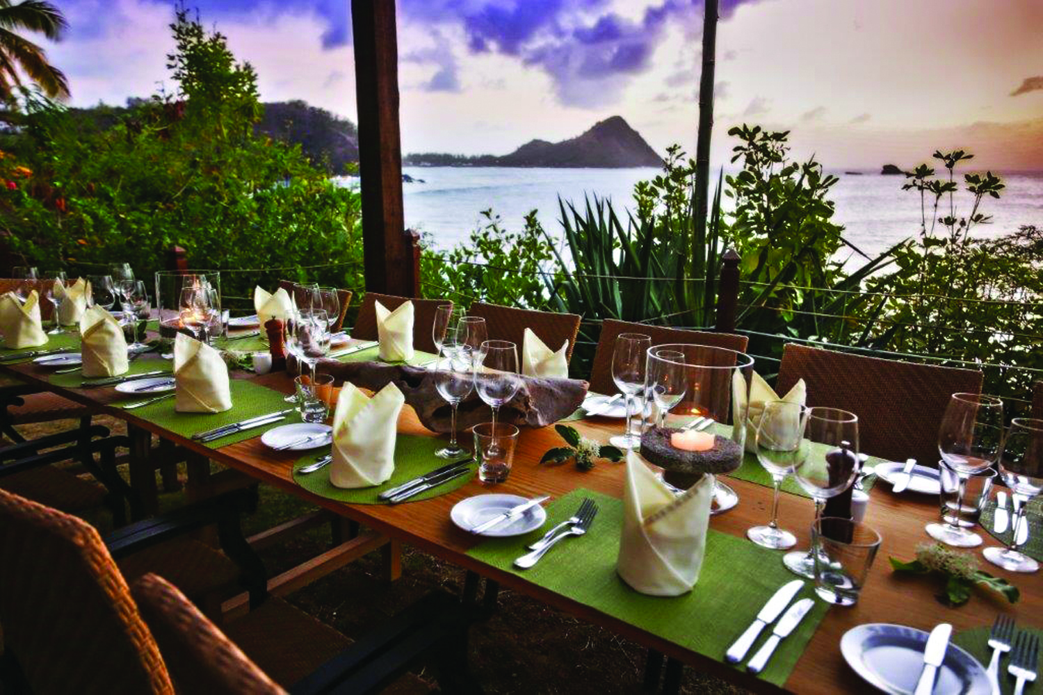 Dining with stunning views at Cap Maison in Saint Lucia. 
