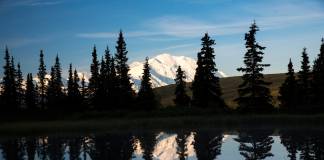 Denali National Park Pride Camp with Mount McKinley in the background. (Photo credit: State of Alaska/Jocelyn Pride)