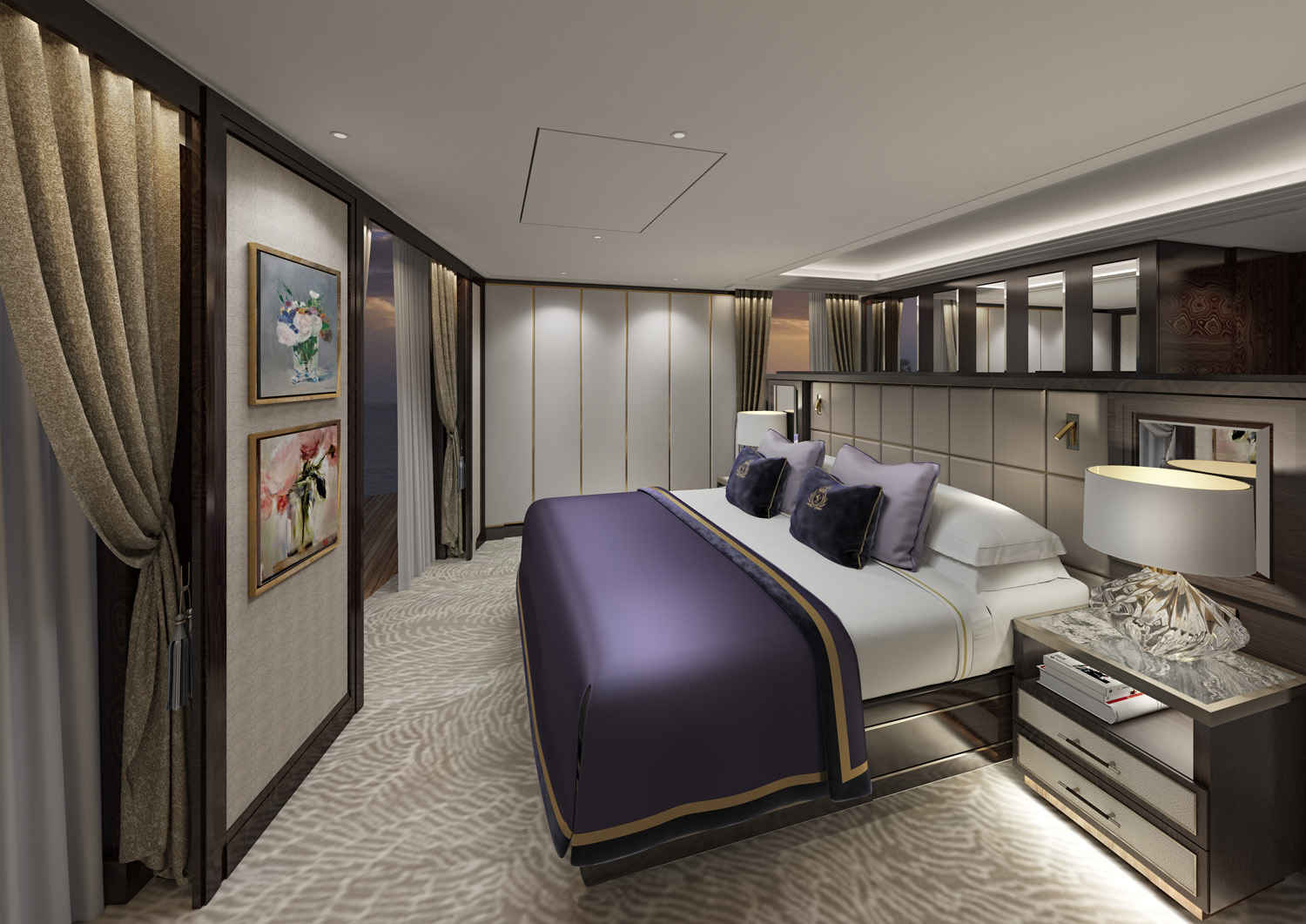 A rendering of a redesigned Cunard Grand Suite.