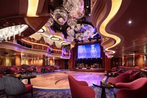 The Queen's Lounge on deck 2 of the Koningsdam hosts the eight-piece B.B. King's All-Stars Band.