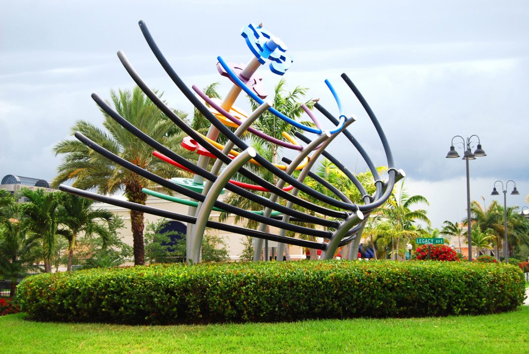 Modern sculpture at Legacy Place in Palm Beach Gardens. (Photo credit: Discover The Palm Beaches)